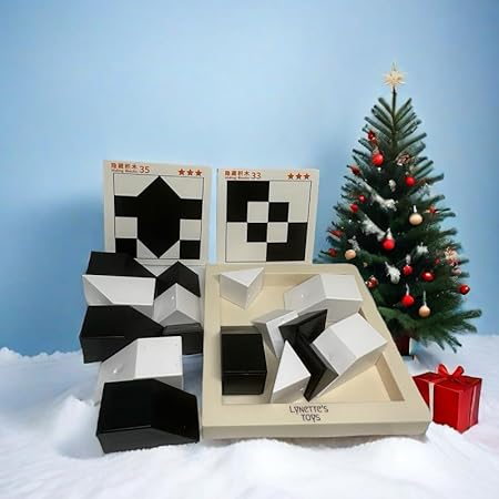 LYNETTE'S TOYS Kids Magnetic Geometric Puzzle Toy Black & White STEM Educational Game Boost Logic, Creativity & Spatial Skills Kids Ages 3 and Up