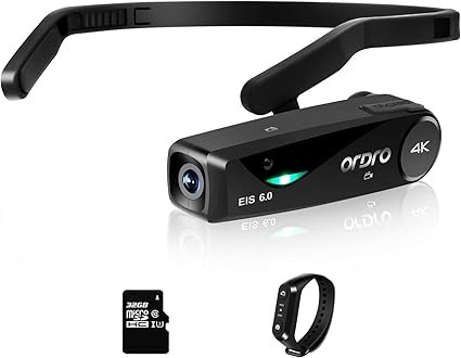 Ordro EP6 4K Digtal Camera Waterproof Camcorder,WiFi Wearable Hands-Free YouTube Video Recorder,First-View Webcam,with Gimbal Image Stabilizer,Remote Control,32G SD Card