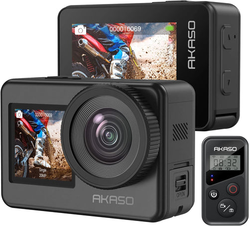 AKASO Brave 7 Waterproof Action Camera 4K30FPS 20MP Touch Screen IPX8 33FT Underwater Camera EIS 2.0 Zoom Support External Mic Voice Control Vlog Camera